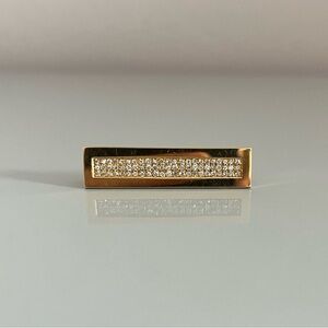 Vintage 18K Gold Pave Diamond Rectangle Brooch Pin